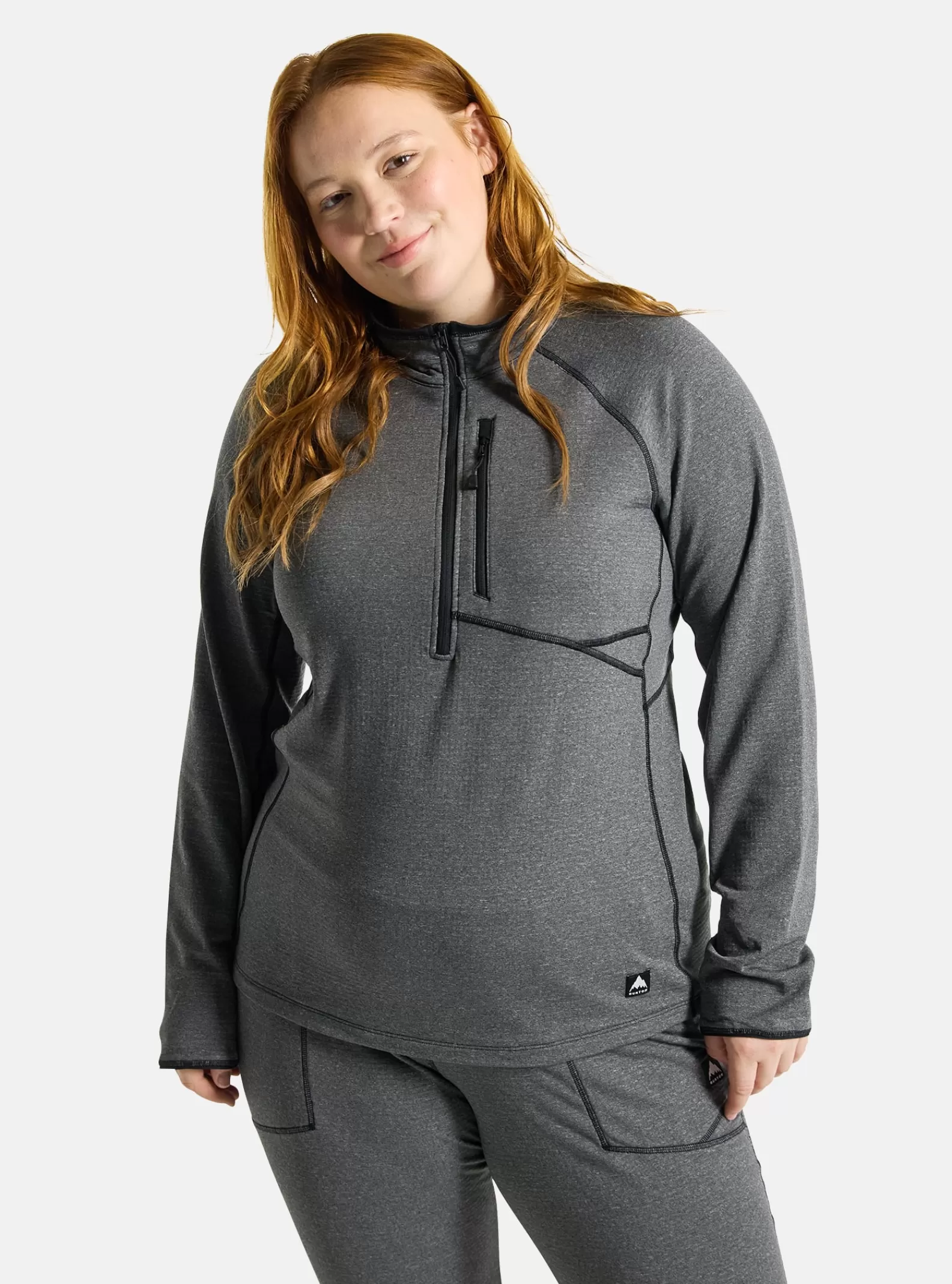 Women Burton Women's Stockrun Grid Half-Zip Fleece