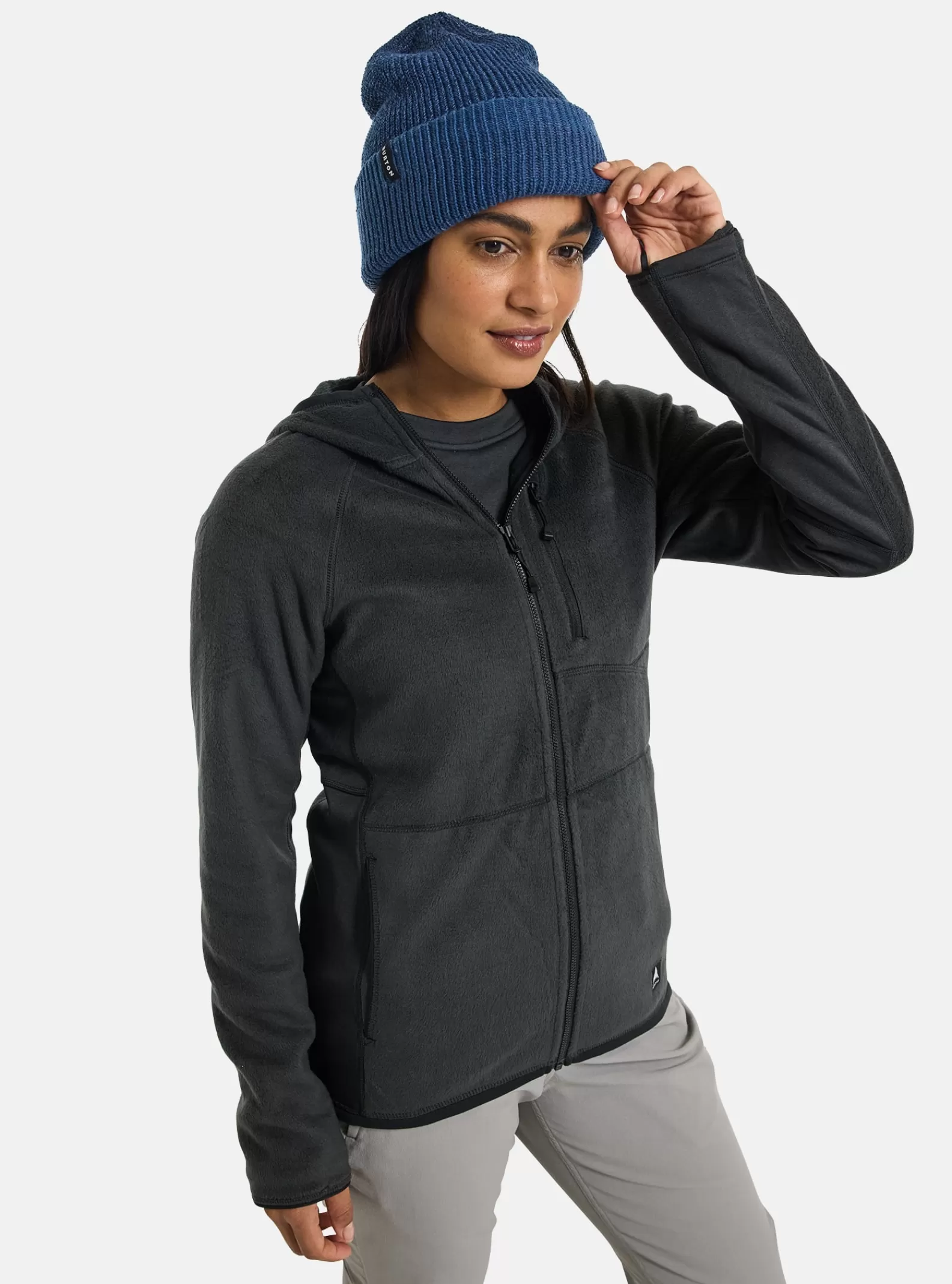 Women Burton Women's Stockrun Warmest Hooded Full-Zip Fleece